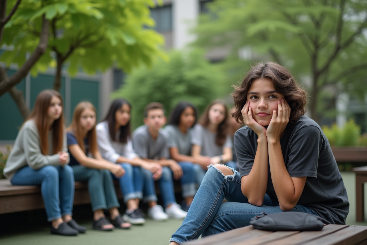 Groupe de jeunes dans la cour d